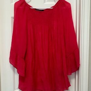 Zac & Rachel Red Bell Sleeve Blouse with Pleated Design